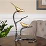 1_Birds On A Limb 18"H Wrought Iron Gold Metal Sculpture