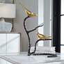 3_Birds On A Limb 18"H Wrought Iron Gold Metal Sculpture more views