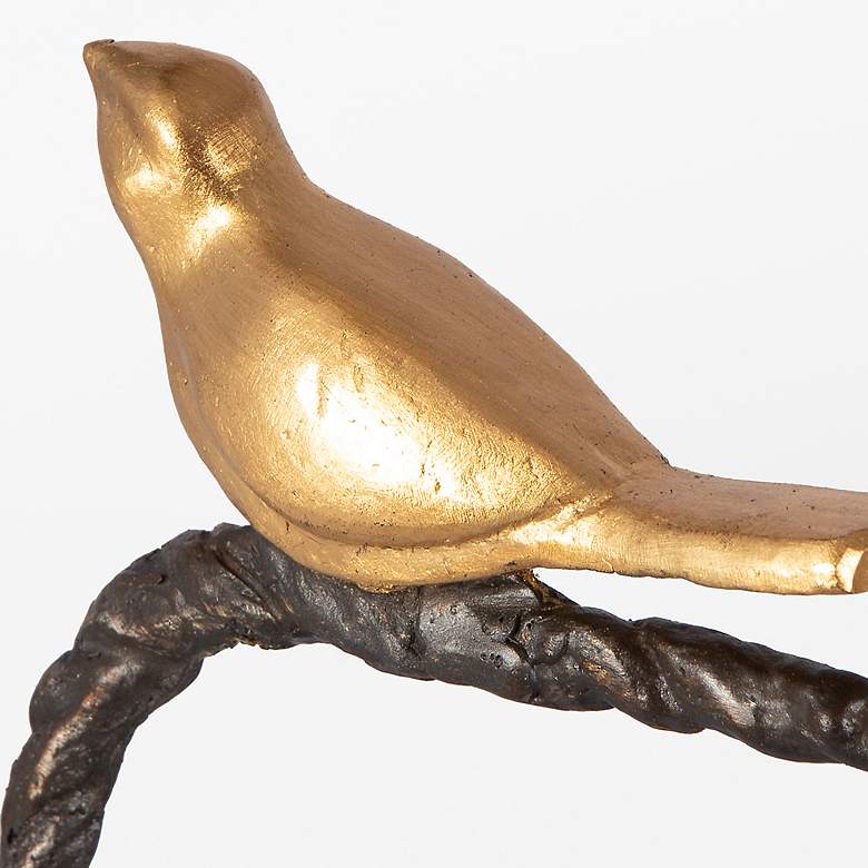 Image 4 Birds On A Limb 18"H Wrought Iron Gold Metal Sculpture more views