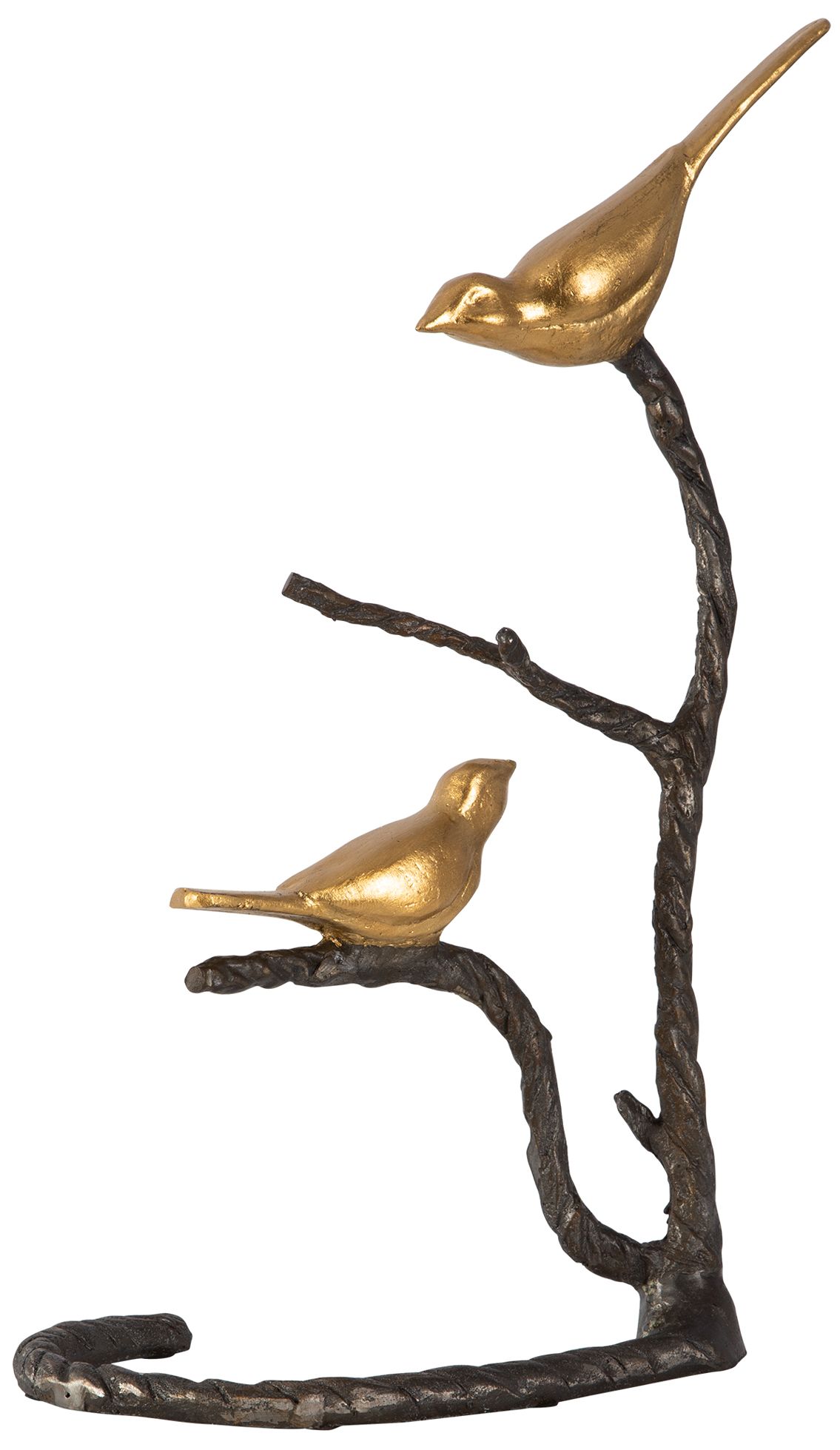 Image 6 Birds On A Limb 18"H Wrought Iron Gold Metal Sculpture more views