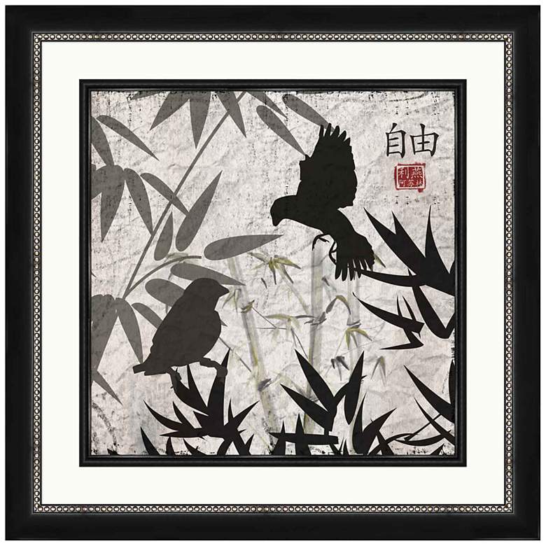 Image 1 Birds on Bamboo I 20 inch Square Giclee Framed Wall Art