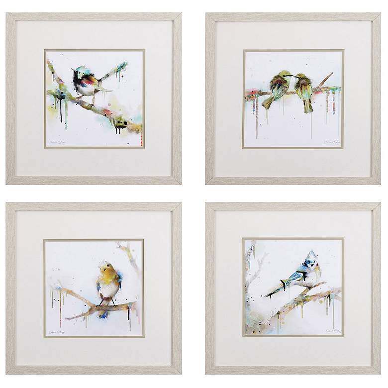 Image 1 Birds on Branch 17"W x 17"H Framed Art Set of 4