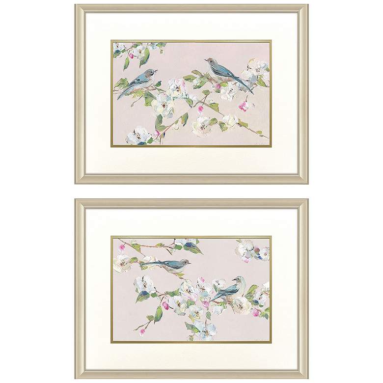 Image 1 Birds on Branches 26"W x 20"H Framed Art - Set of 2