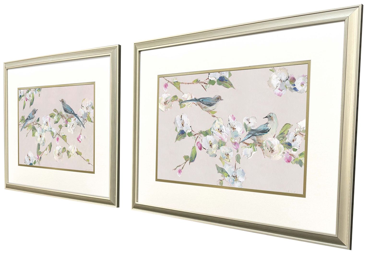 Image 3 Birds on Branches 26"W x 20"H Framed Art - Set of 2 more views