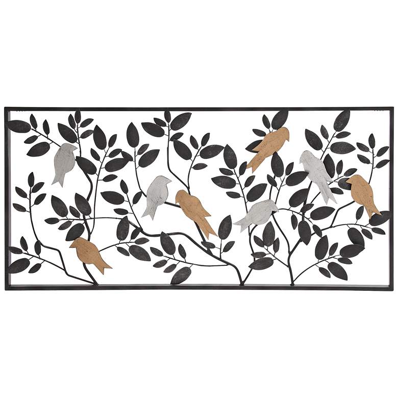 Image 1 Birds On The Tree 37 inch Wide Metal Wall Art
