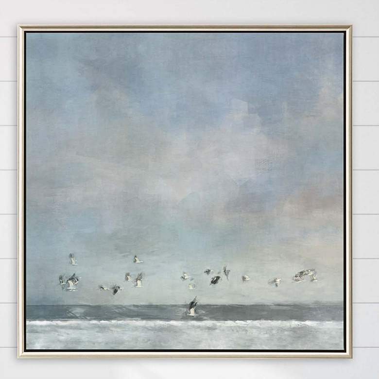 Birds Passing 40&quot; Square Framed Giclee on Canvas Wall Art