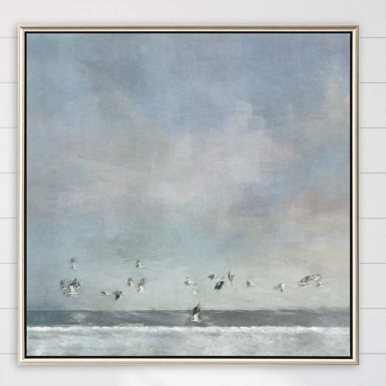 Image 1 Birds Passing 40" Square Framed Giclee on Canvas Wall Art