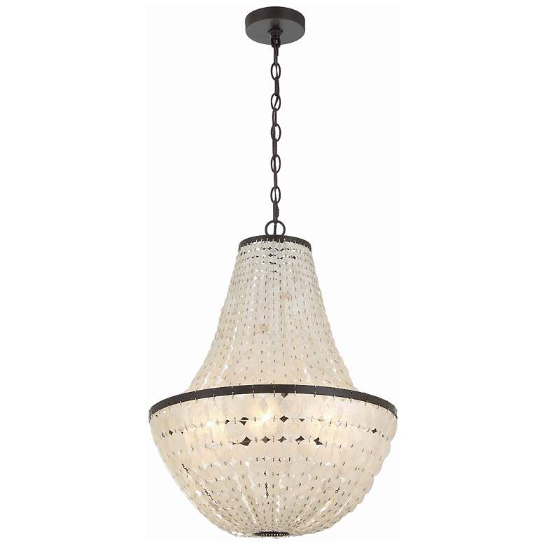Image 3 Birelle 18" Wide Dark Bronze Cream Shell 6-Light Chandelier