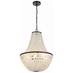 Birelle 18" Wide Dark Bronze Cream Shell 6-Light Chandelier