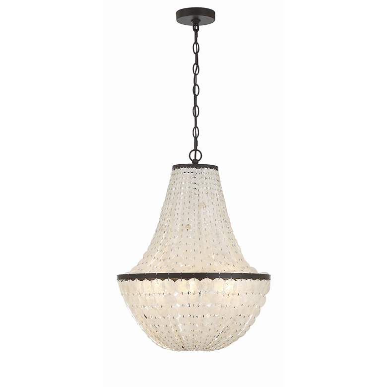 Image 4 Birelle 18" Wide Dark Bronze Cream Shell 6-Light Chandelier more views