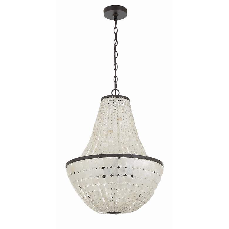 Image 5 Birelle 18" Wide Dark Bronze Cream Shell 6-Light Chandelier more views