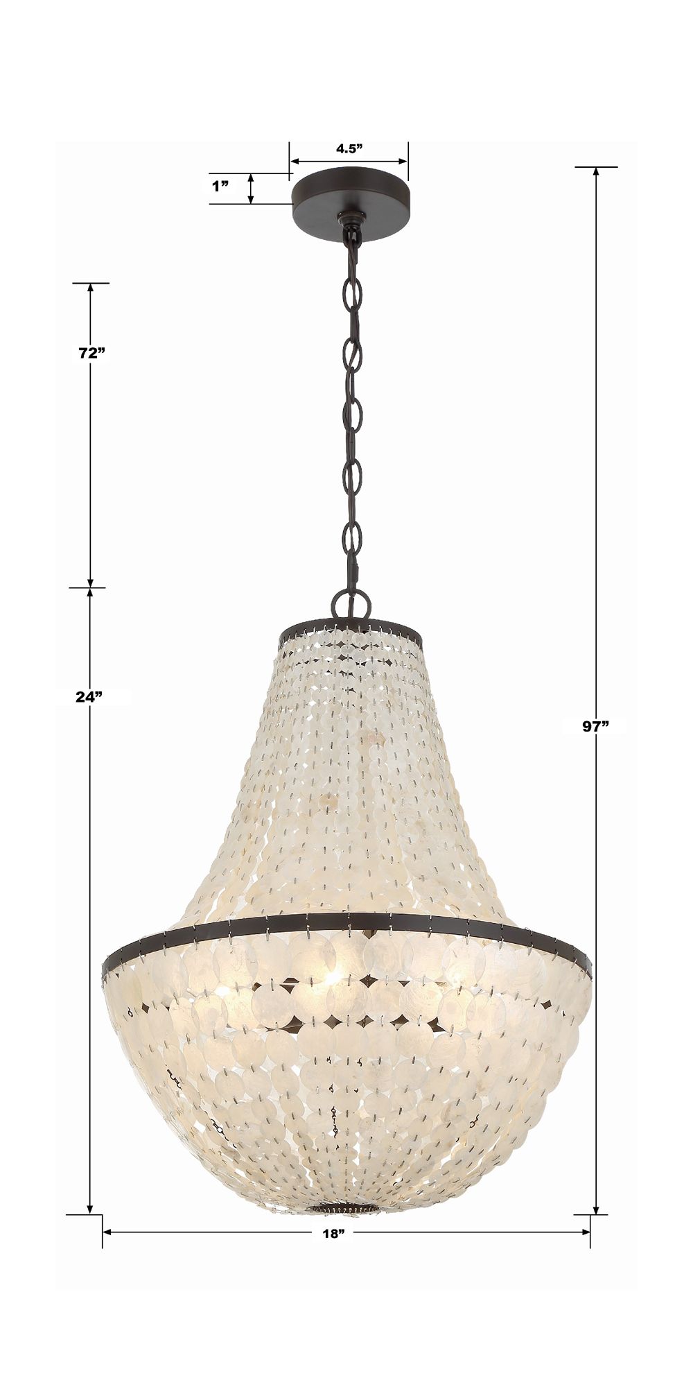 Birelle 18" Wide Dark Bronze Cream Shell 6-Light Chandelier in scene