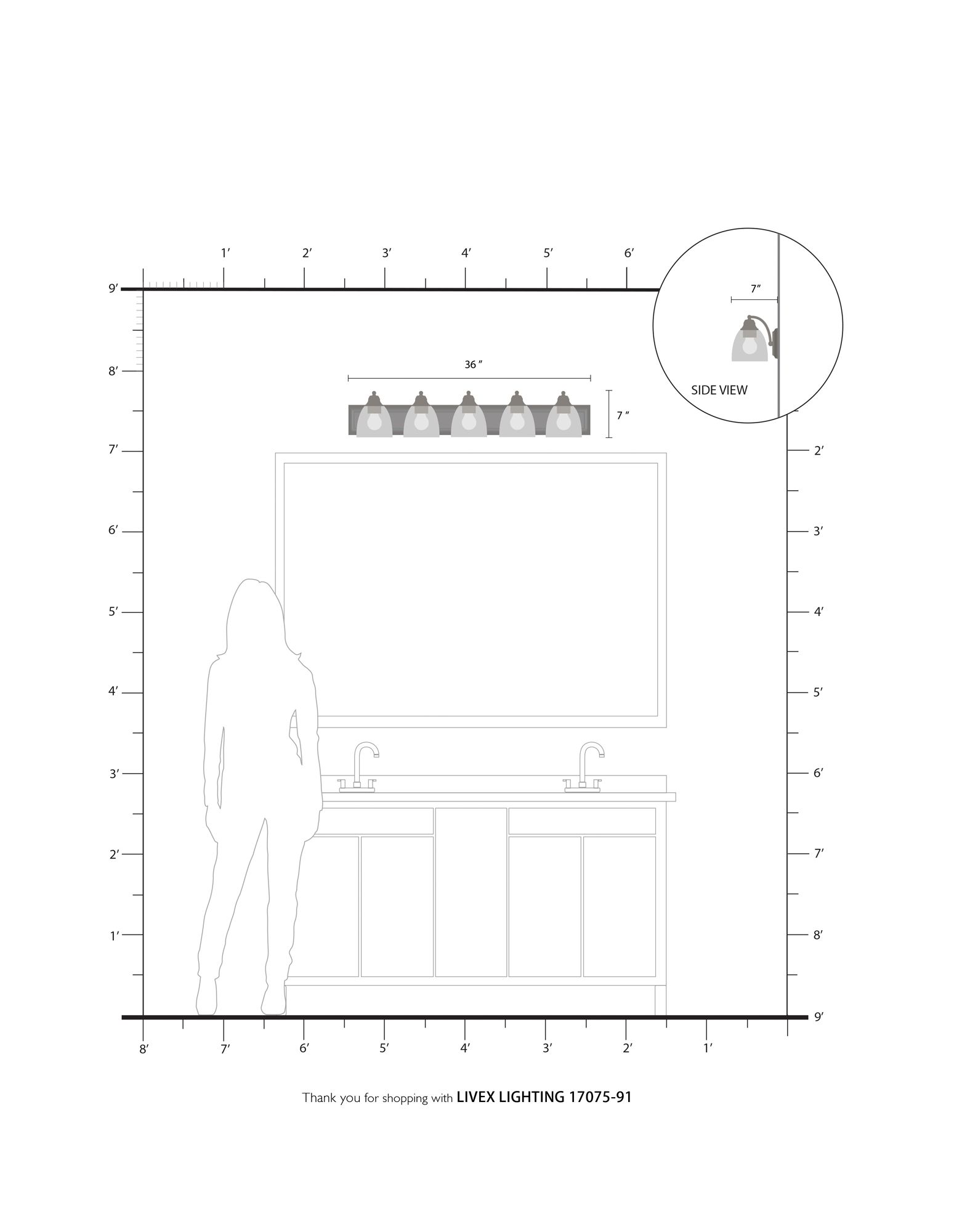Birmingham 36" Wide Brushed Nickel 5-Light Bath Light
