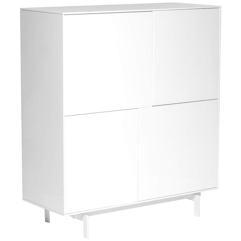 Image 3 Birmingham 43 1/4 inch Wide White Wood 4-Door Cabinet Stand