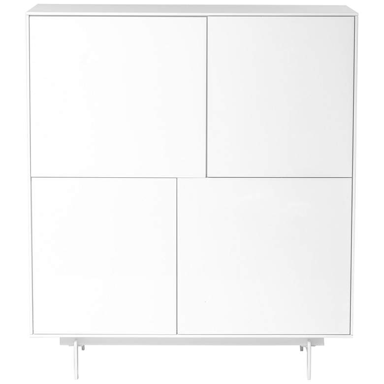 Image 7 Birmingham 43 1/4 inch Wide White Wood 4-Door Cabinet Stand more views