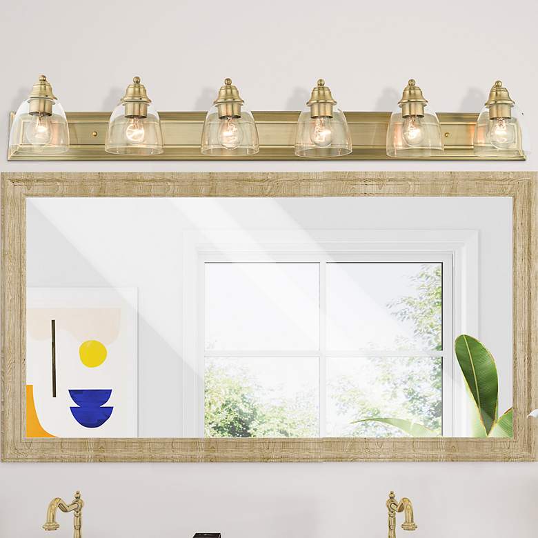 Image 1 Birmingham 48" Wide Antique Brass 6-Light Bath Light