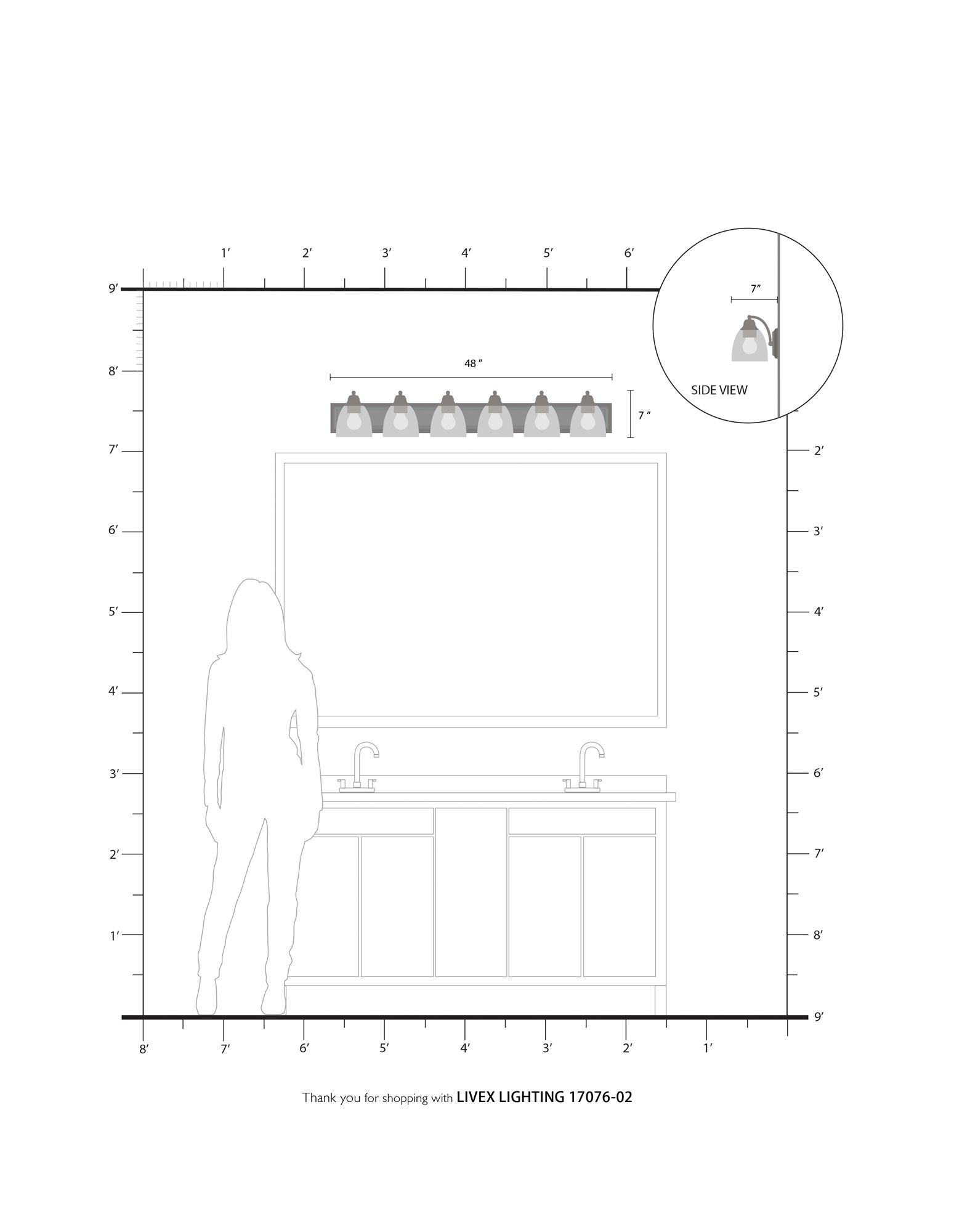 Birmingham 6 Light Polished Brass Vanity Sconce