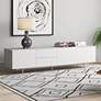 Thumbnail2 of Birmingham 82" Wide White Wood 3-Door 2-Drawer Media Stand