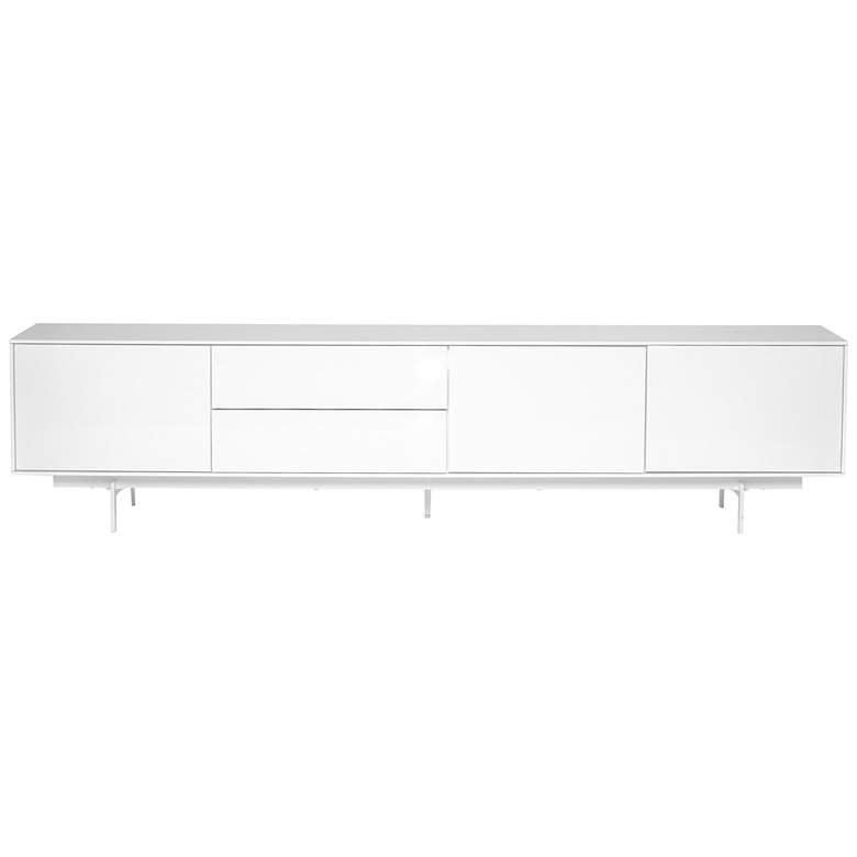 Image 7 Birmingham 82" Wide White Wood 3-Door 2-Drawer Media Stand more views