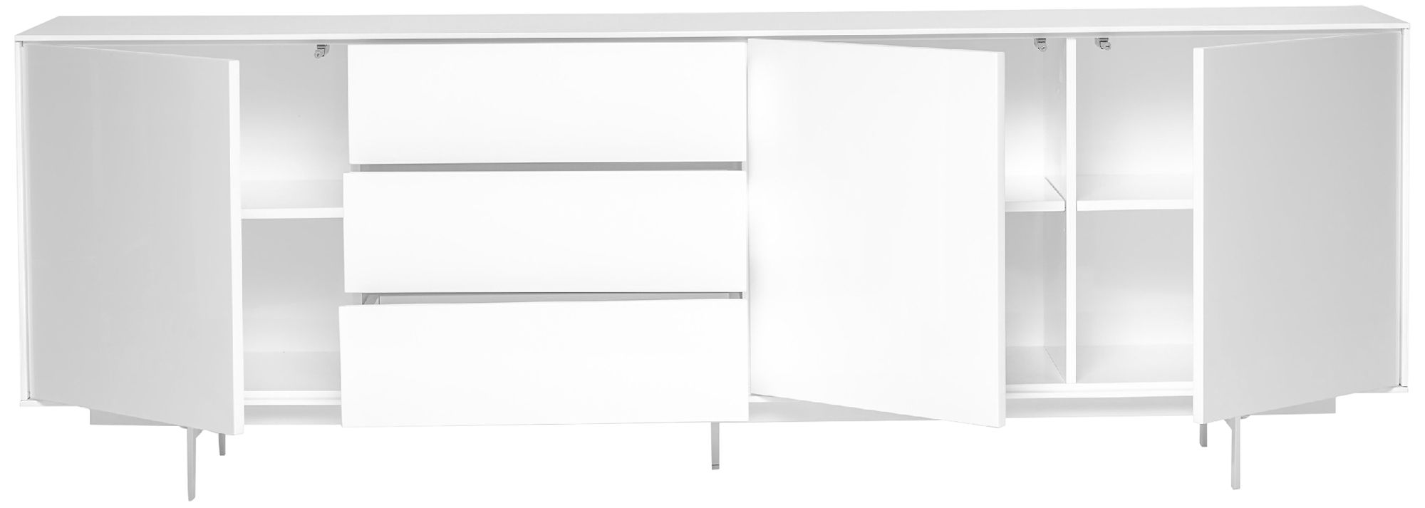 Image 4 Birmingham 84" Wide Gloss White Wood 3-Door 3-Drawer Sideboard more views