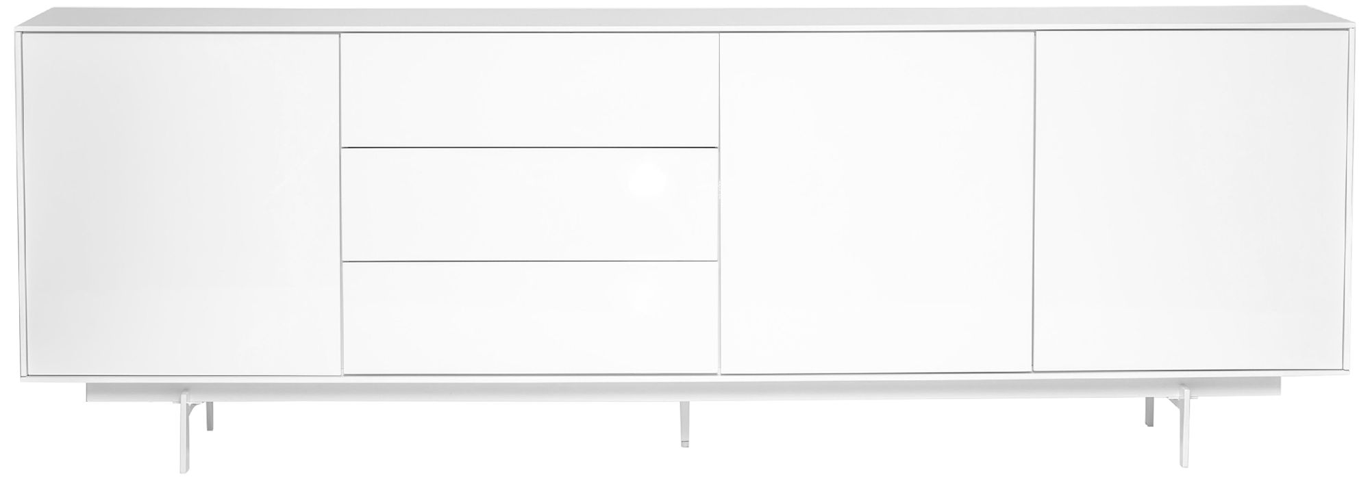 Image 6 Birmingham 84" Wide Gloss White Wood 3-Door 3-Drawer Sideboard more views