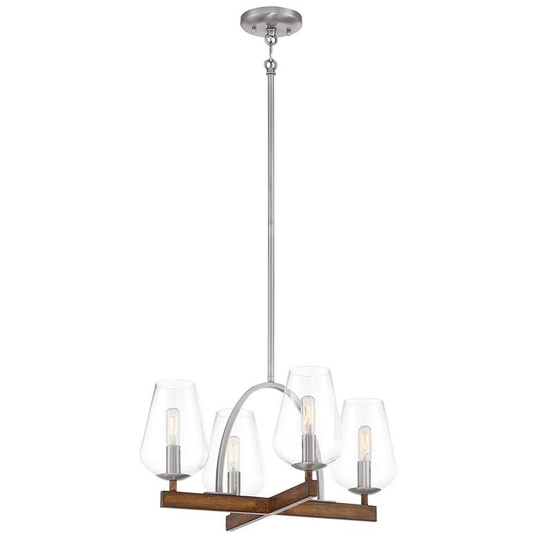 Image 2 Birnamwood 20 inch Wide Koa Wood Finish with Pewter 4-Light Chandelier