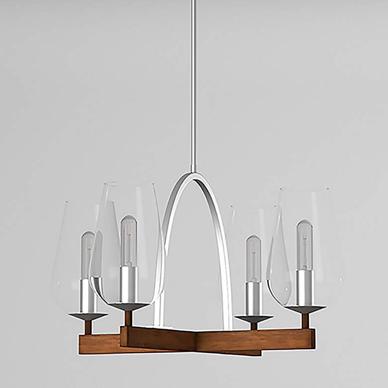 Image 1 Birnamwood 20" Wide Koa Wood Finish with Pewter 4-Light Chandelier