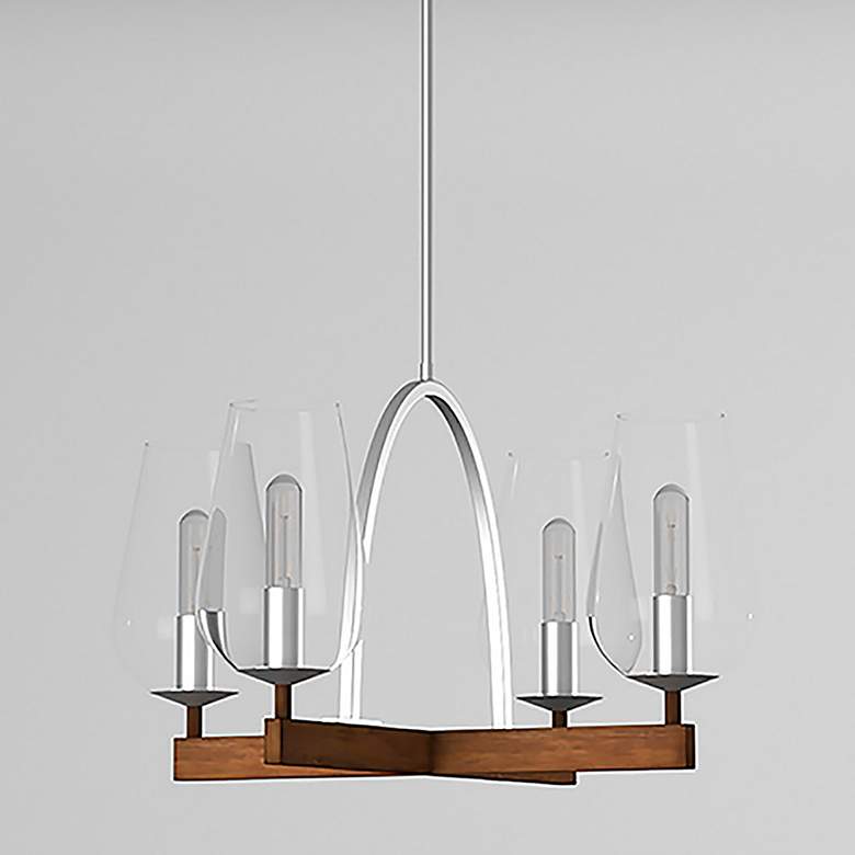 Image 1 Birnamwood 20 inch Wide Koa Wood Finish with Pewter 4-Light Chandelier