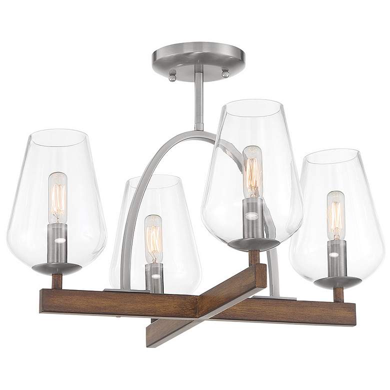 Image 3 Birnamwood 20" Wide Koa Wood Finish with Pewter 4-Light Chandelier more views