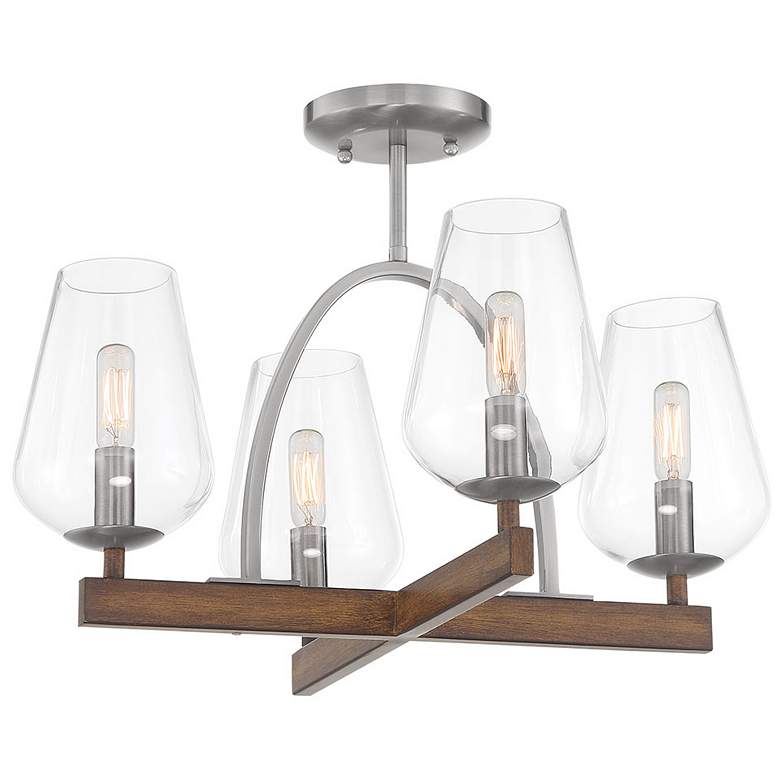 Image 3 Birnamwood 20 inch Wide Koa Wood Finish with Pewter 4-Light Chandelier more views