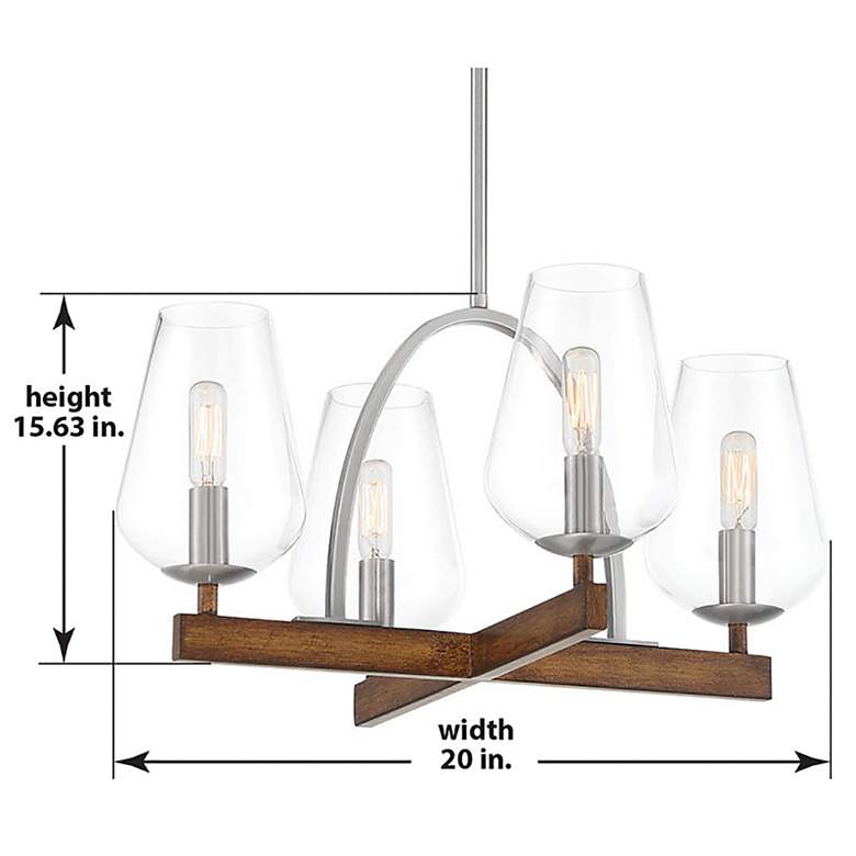 Image 5 Birnamwood 20" Wide Koa Wood Finish with Pewter 4-Light Chandelier more views