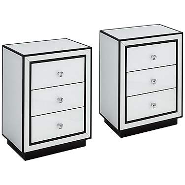 Biscaya 17 3/4" Wide White Reverse Painted Glass Side Tables Set of 2