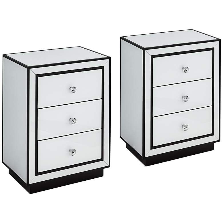 Image 1 Biscaya 17 3/4" Wide White Reverse Painted Glass Side Tables Set of 2