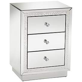 Image2 of Biscaya 19" Wide 3-Drawer Beaded Mirrored Side Table