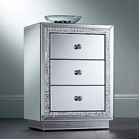 Image1 of Biscaya 19" Wide 3-Drawer Beaded Mirrored Side Table