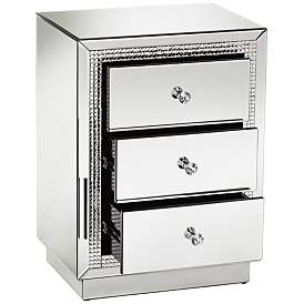 Image5 of Biscaya 19" Wide 3-Drawer Beaded Mirrored Side Table more views