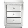 Biscaya 19" Wide 3-Drawer Beaded Mirrored Side Table