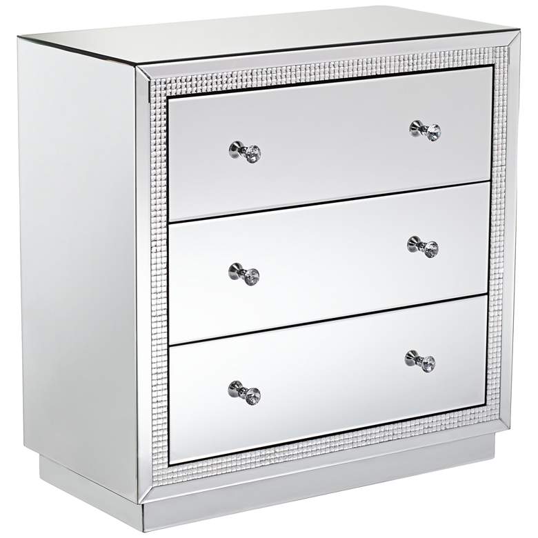 Image 2 Biscaya 31 1/2 inch Wide Mirrored 3-Drawer Beaded Accent Chest