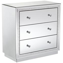Biscaya 31 1/2&quot; Wide Mirrored 3-Drawer Beaded Accent Chest