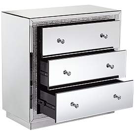 Image3 of Biscaya 31 1/2" Wide Mirrored 3-Drawer Beaded Accent Chest more views