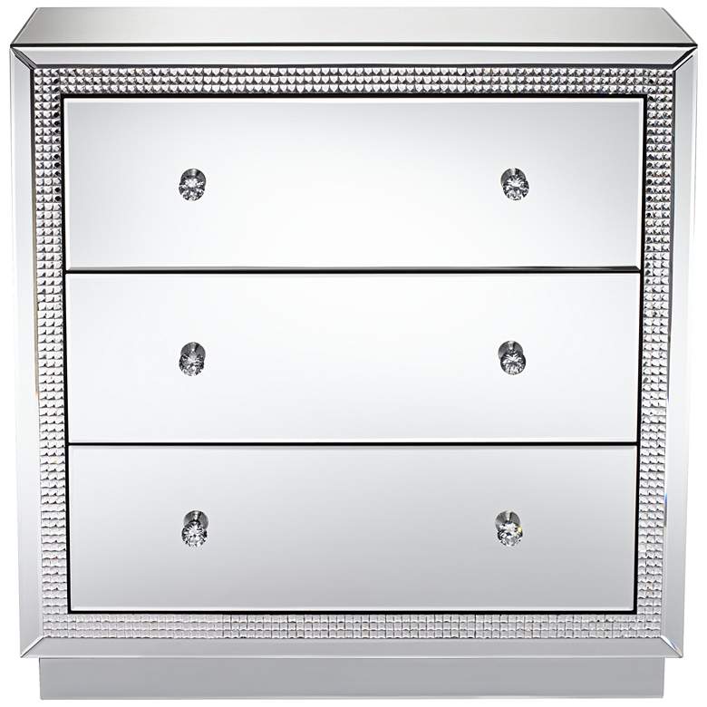 Image 4 Biscaya 31 1/2 inch Wide Mirrored 3-Drawer Beaded Accent Chest more views