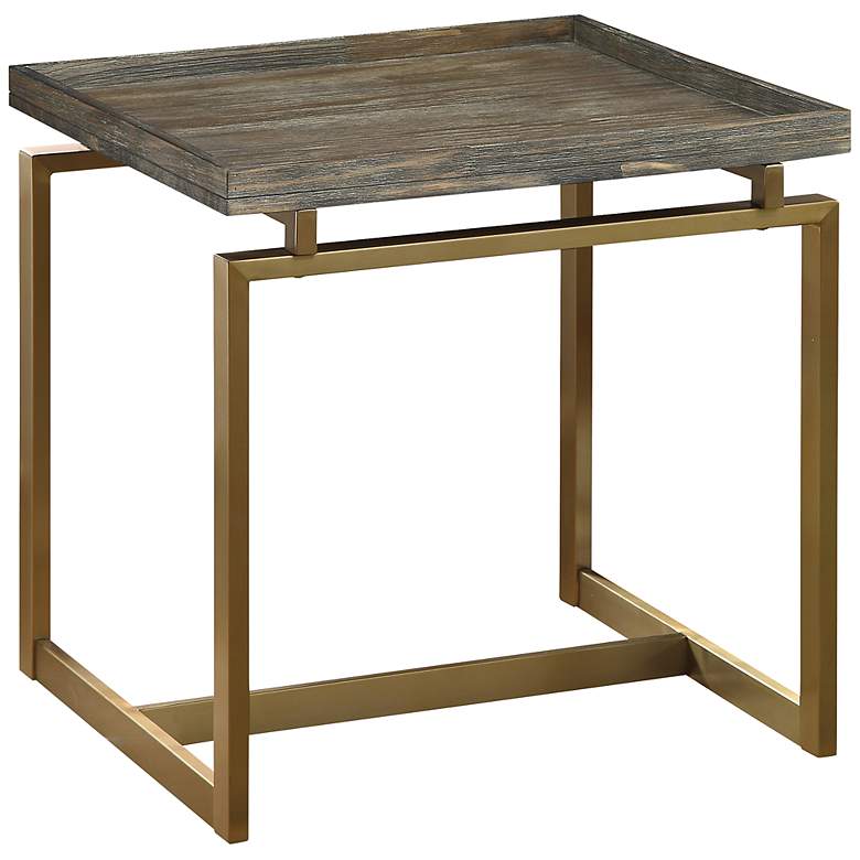Image 1 Biscayne 24" Wide Weathered Brown and Gold End Table