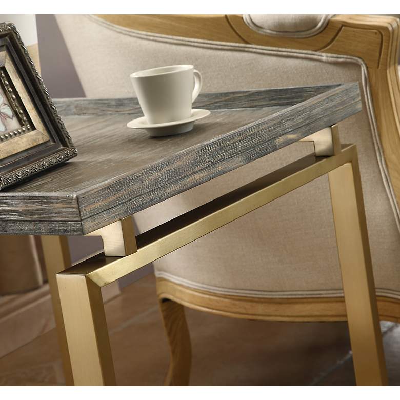 Image 3 Biscayne 24 inch Wide Weathered Brown and Gold End Table more views