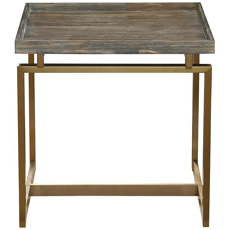 Image 6 Biscayne 24 inch Wide Weathered Brown and Gold End Table more views