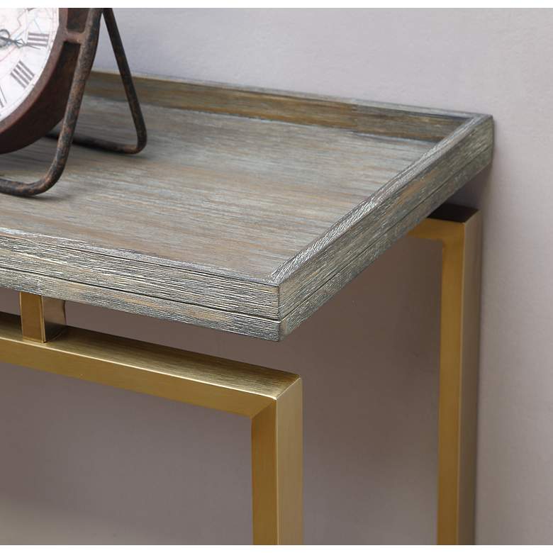 Image 3 Biscayne 48 inch Wide Weathered Brown and Gold Console Table more views