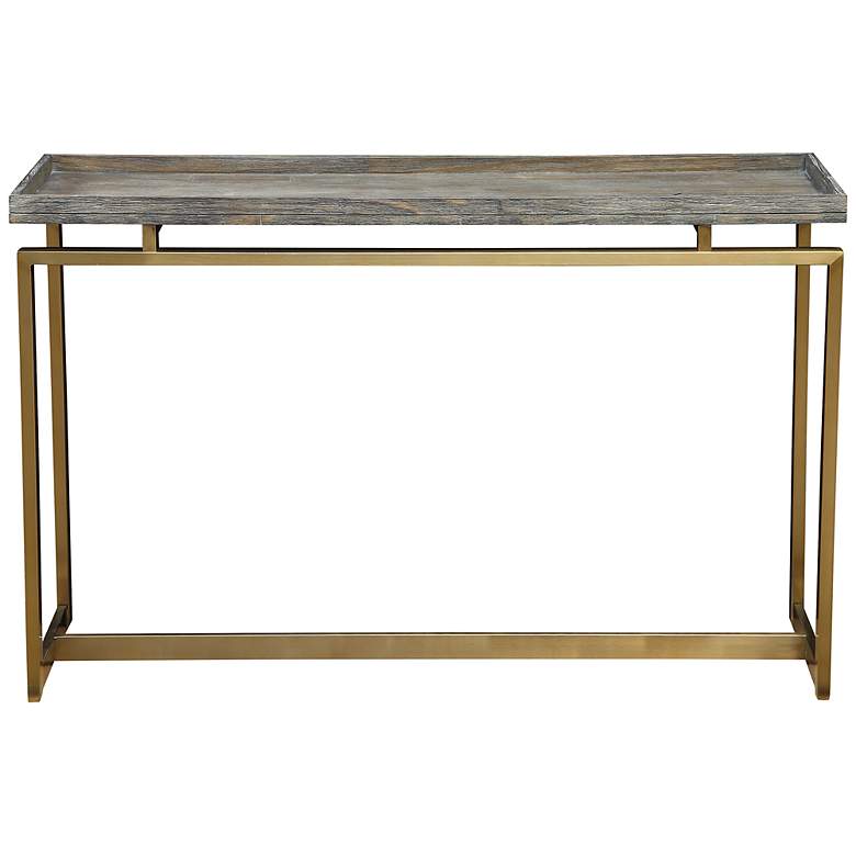 Image 5 Biscayne 48 inch Wide Weathered Brown and Gold Console Table more views
