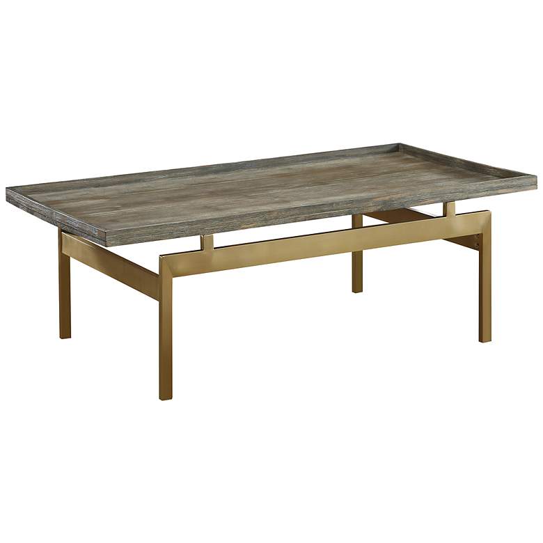 Image 1 Biscayne 52 inch Wide Weathered Brown and Gold Cocktail Table