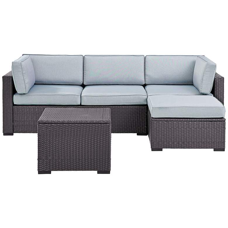 Image 3 Biscayne Mist Fabric 4-Piece 3-Seat Outdoor Patio Set more views