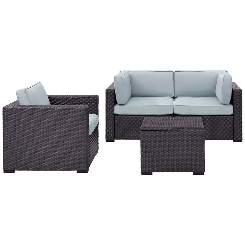 Image 3 Biscayne Mist Fabric 4-Piece 3-Seat Outdoor Patio Set more views