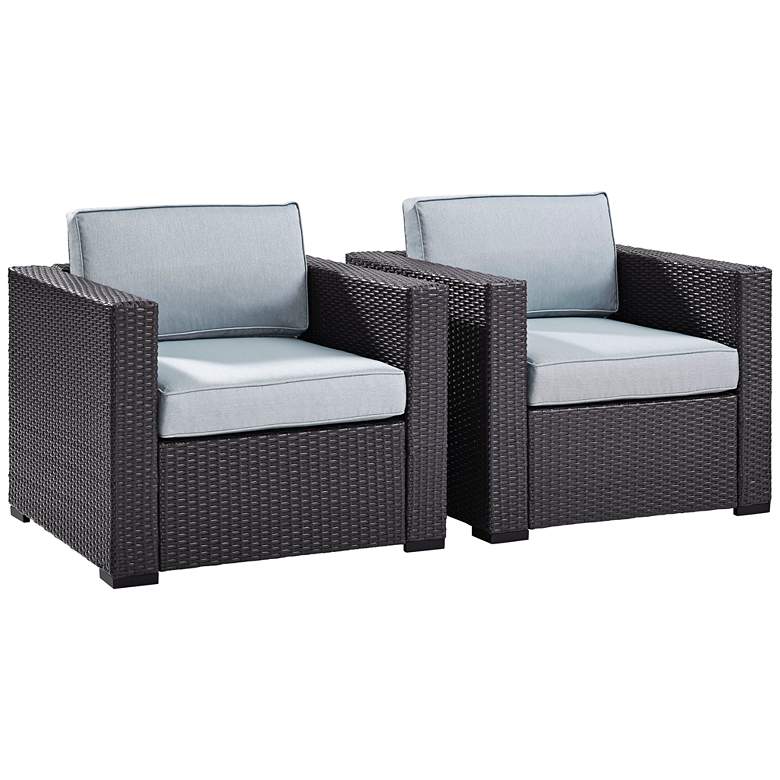 Image 2 Biscayne Mist Fabric Outdoor Wicker Armchair Set of 2